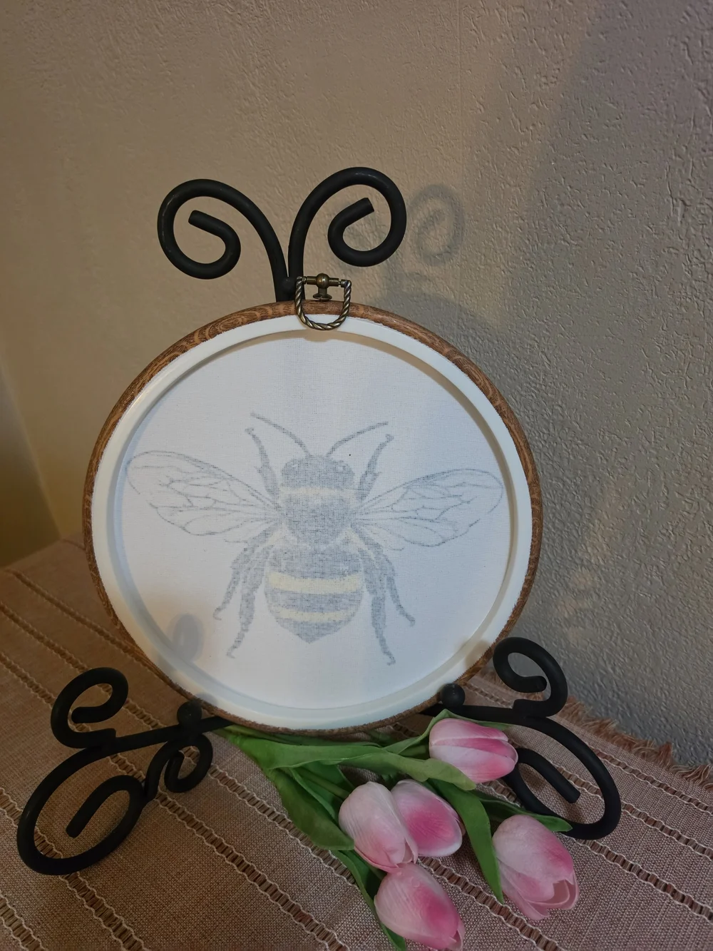 Bee Hoop Wall Art in Black and Yellow - Unbranded